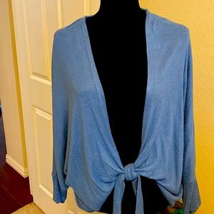 Tie front blue cardigan.